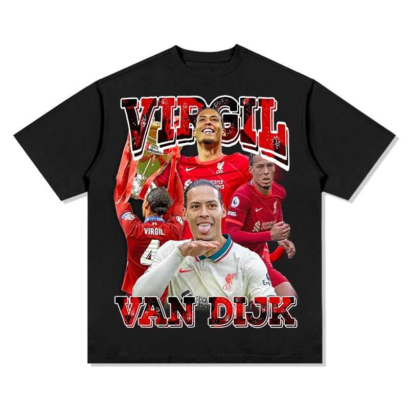 2025 الرجال الصيف جديد القطن تي شيرت فيرجيل فان ديجج هولندا مطبوعة كرة القدم سلسلة النمط الأمريكي تي شيرتات قصيرة الاكمام