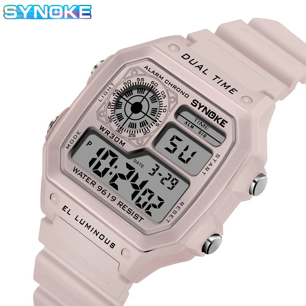 SYNOKE Digital Watches Women Sports Luminous Multifunction Waterproof Chrono Wristwatch Outdoor Girls Fashion Student Watch New