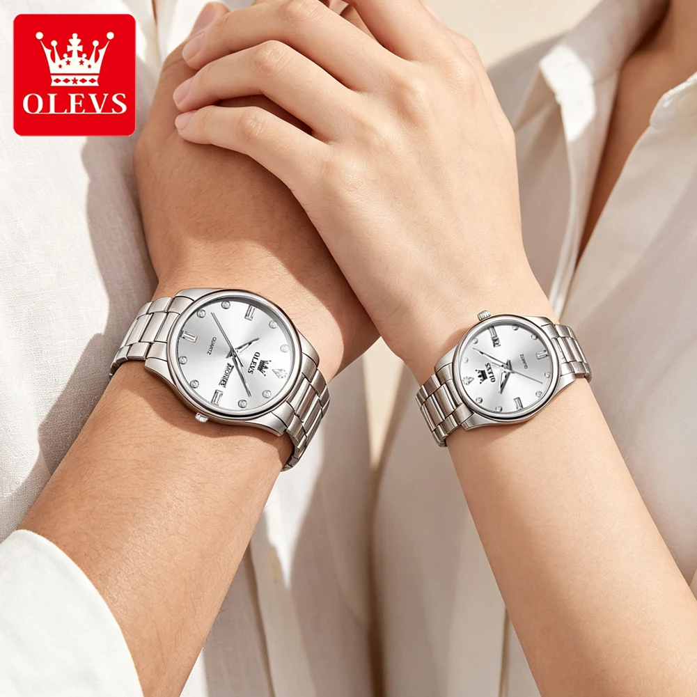 OLEVS Original Couple Watch 2 pcs High Quality Watch Quartz Watch Waterproof Classic Casual WristsWatch Day Date Waterproof 3621