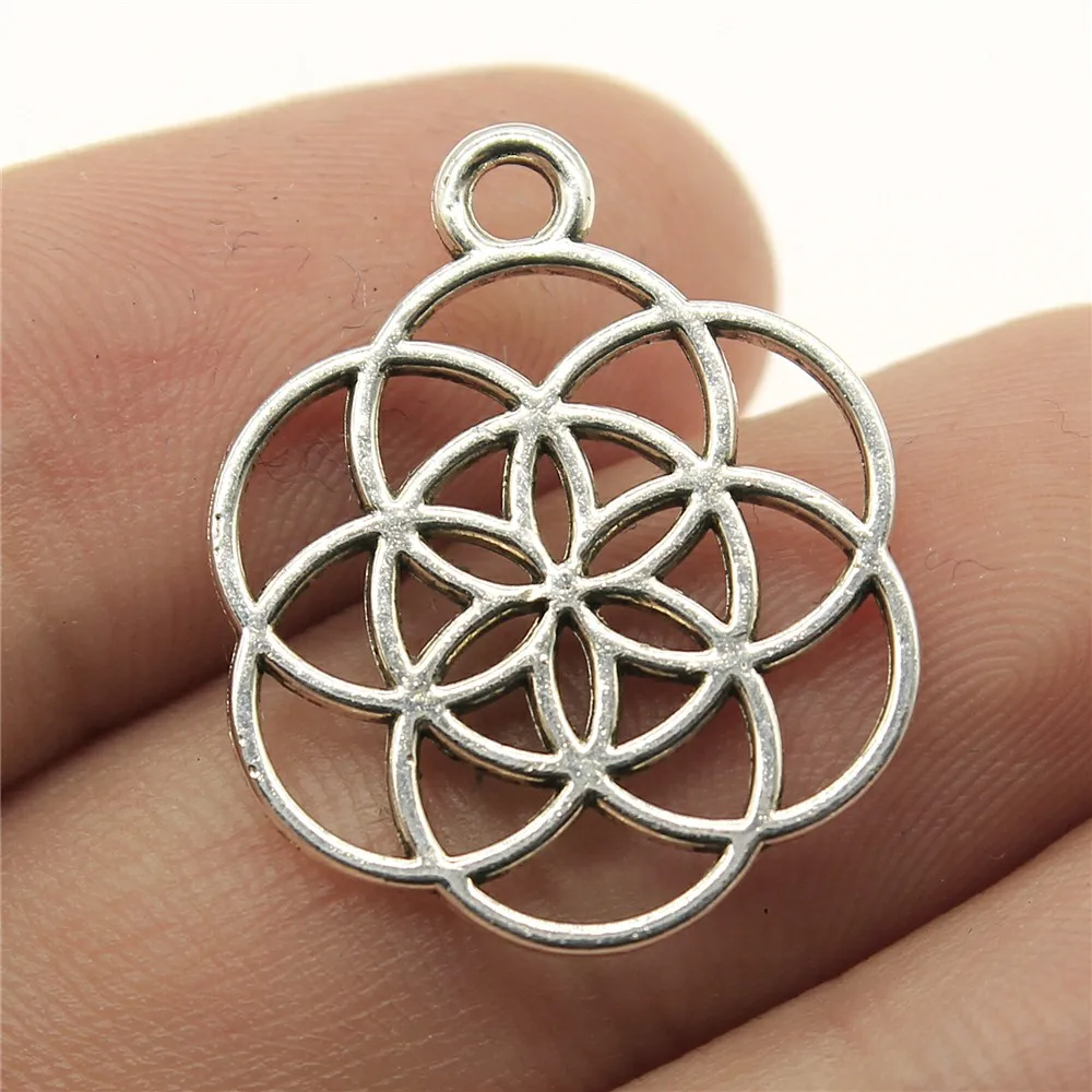 WYSIWYG 10pcs 42x35mm/25x20mm Small Flower Charms For Jewelry Making Hollow Flower Of Life Charms