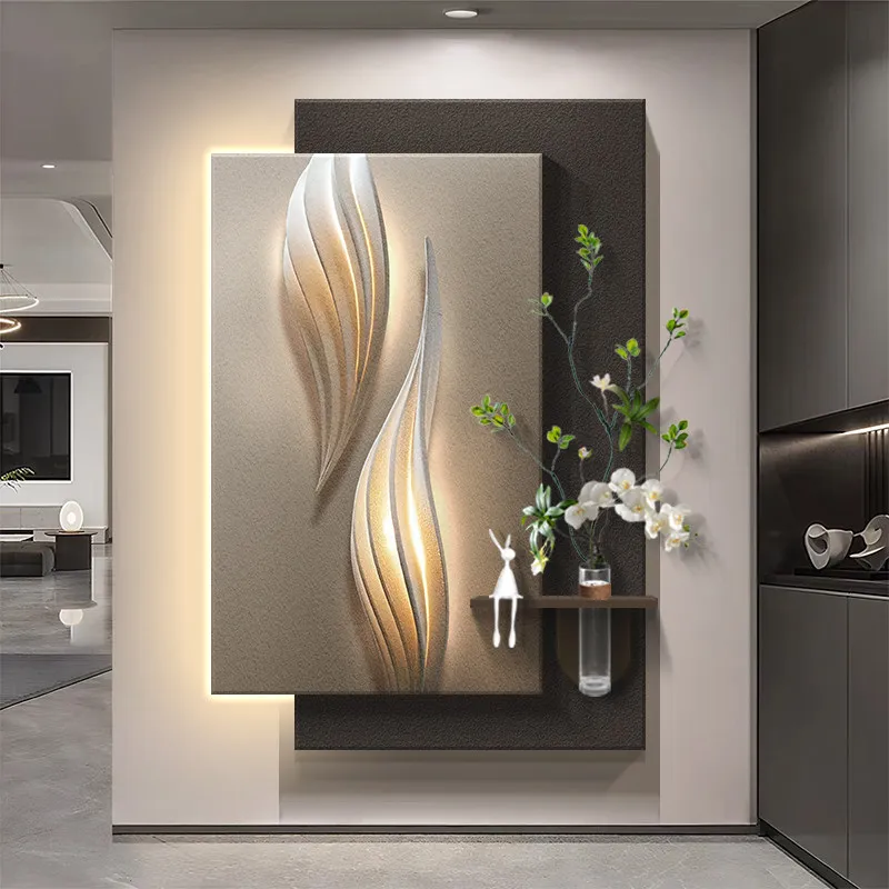 Light Luxury High-End Entrance Hall Decorative Painting 3D Hanging Artwork Corridor Passage Murals Light 2026 New Model