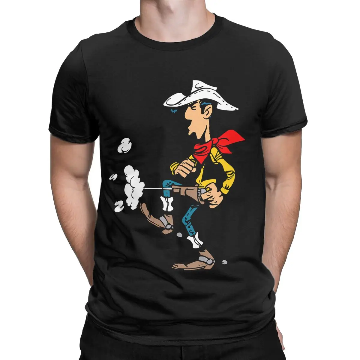 Men Lucky Luke T Shirt Cartoon 100% Cotton Clothing Crazy Short Sleeve O Neck Tee Shirt 4XL 5XL T-Shirt