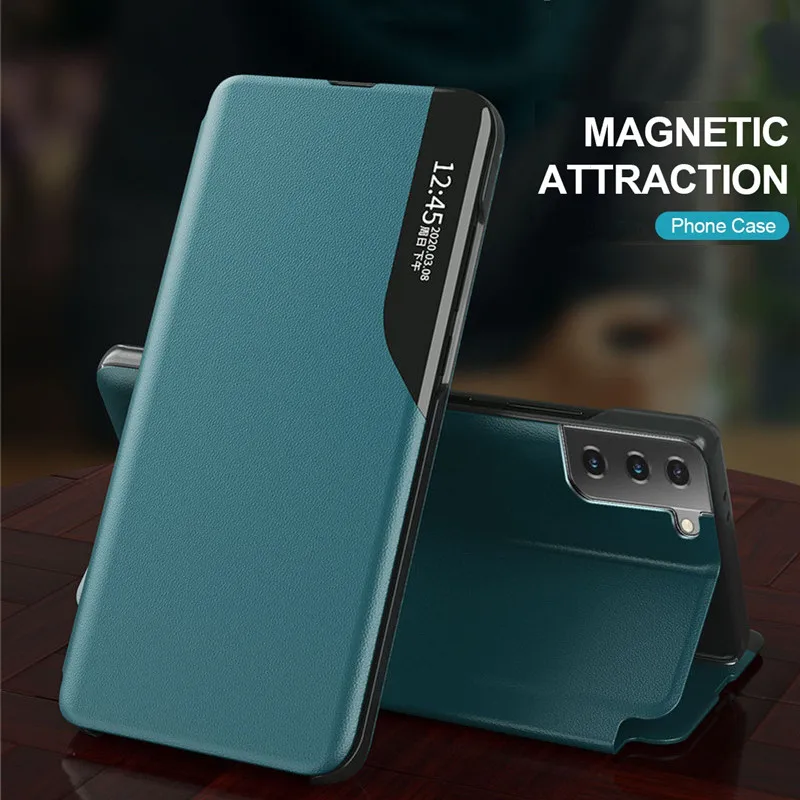 Note10 SM N975U N975F View Window Smart Flip Case For Samsung Galaxy Note 10 Plus Cover on Luxury Magnetic Leather Phone fundas