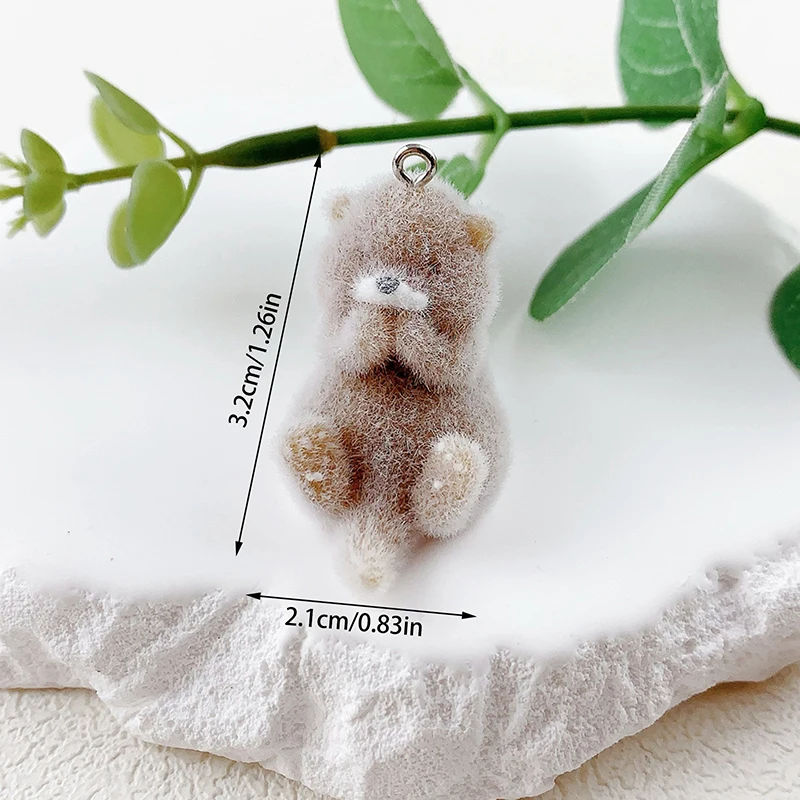 (.) Lovely 3D Flocked Otter Pendant Cute Cartoon Keychain Bag Pendant Keyring Hanging Decoration DIY Key Accessories view 6
