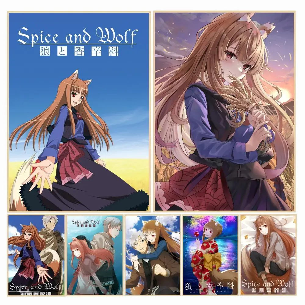 anime S-Spice And Wolf-F Painting Calligraphy Boho Botanical Decor for Living Room Elegant Home Style