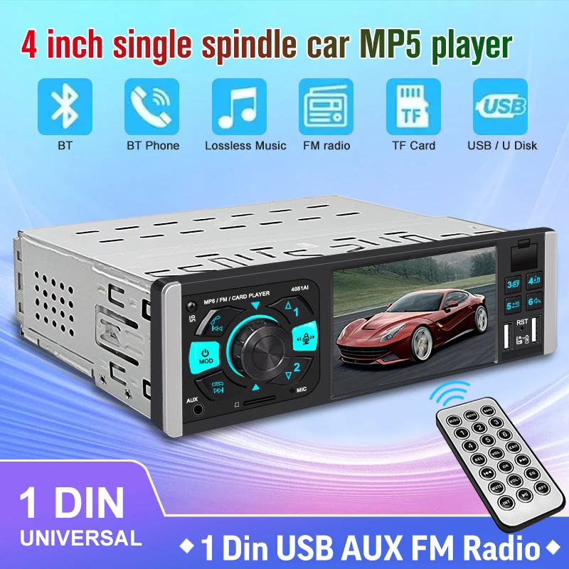 Ahoudy 4 Inch Car Radio 1Din Multimedia Audio Car Stereo Bluetooth Autoradio USB AUX FM Audio Player Radio Station With Camera