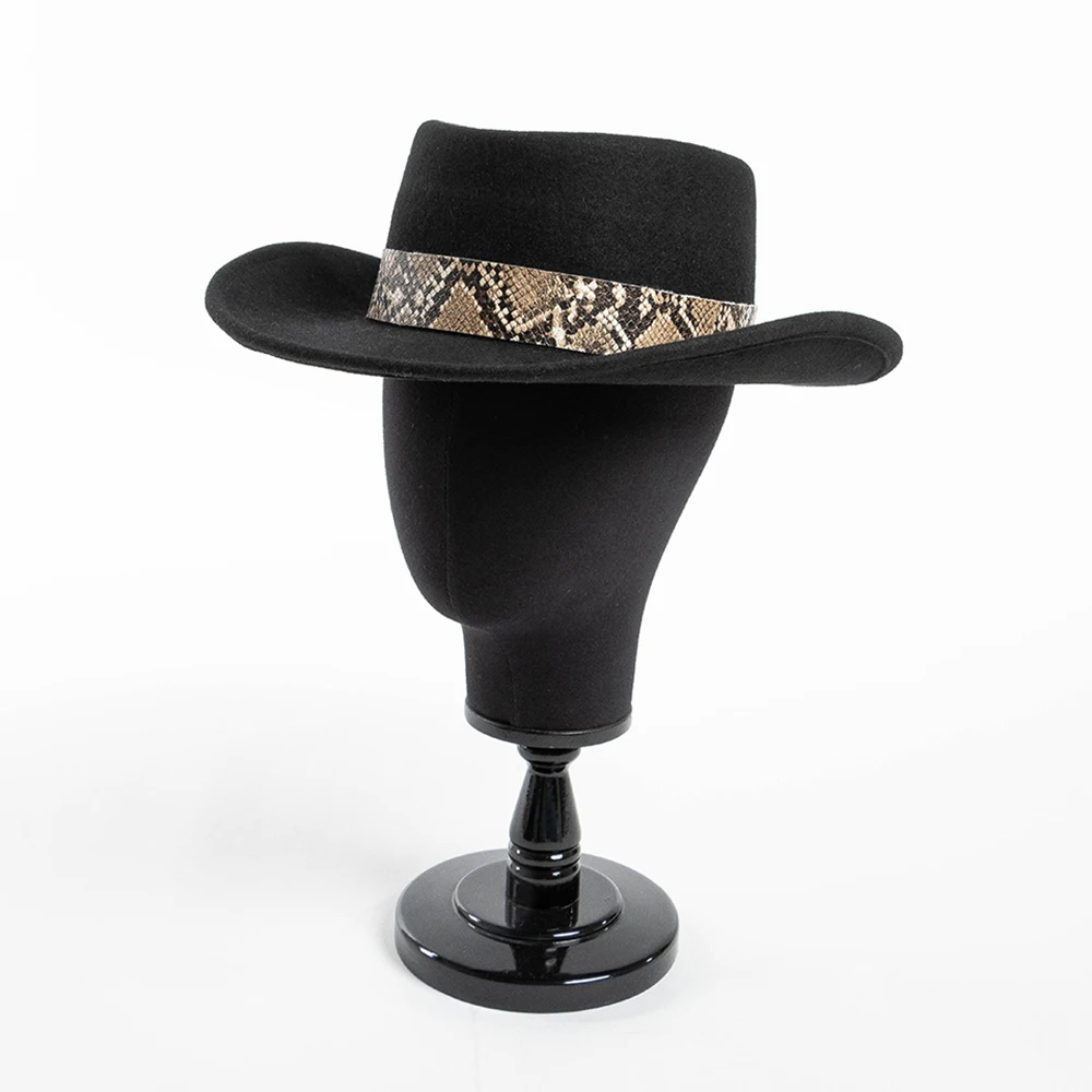 100% Wool Felt Pork Pie Cowboy Hat With Artificial Snakeskin Grain Band