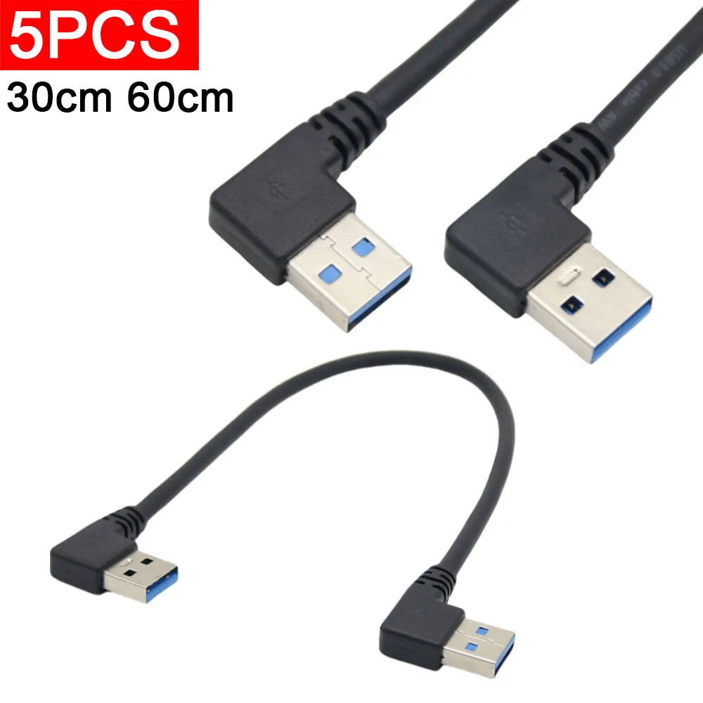 

5 шт. USB 3.0 тип A штекер 90 градусов левый угол к USB 3.0 A тип прямоугольный удлинительный кабель 30 см 60 см