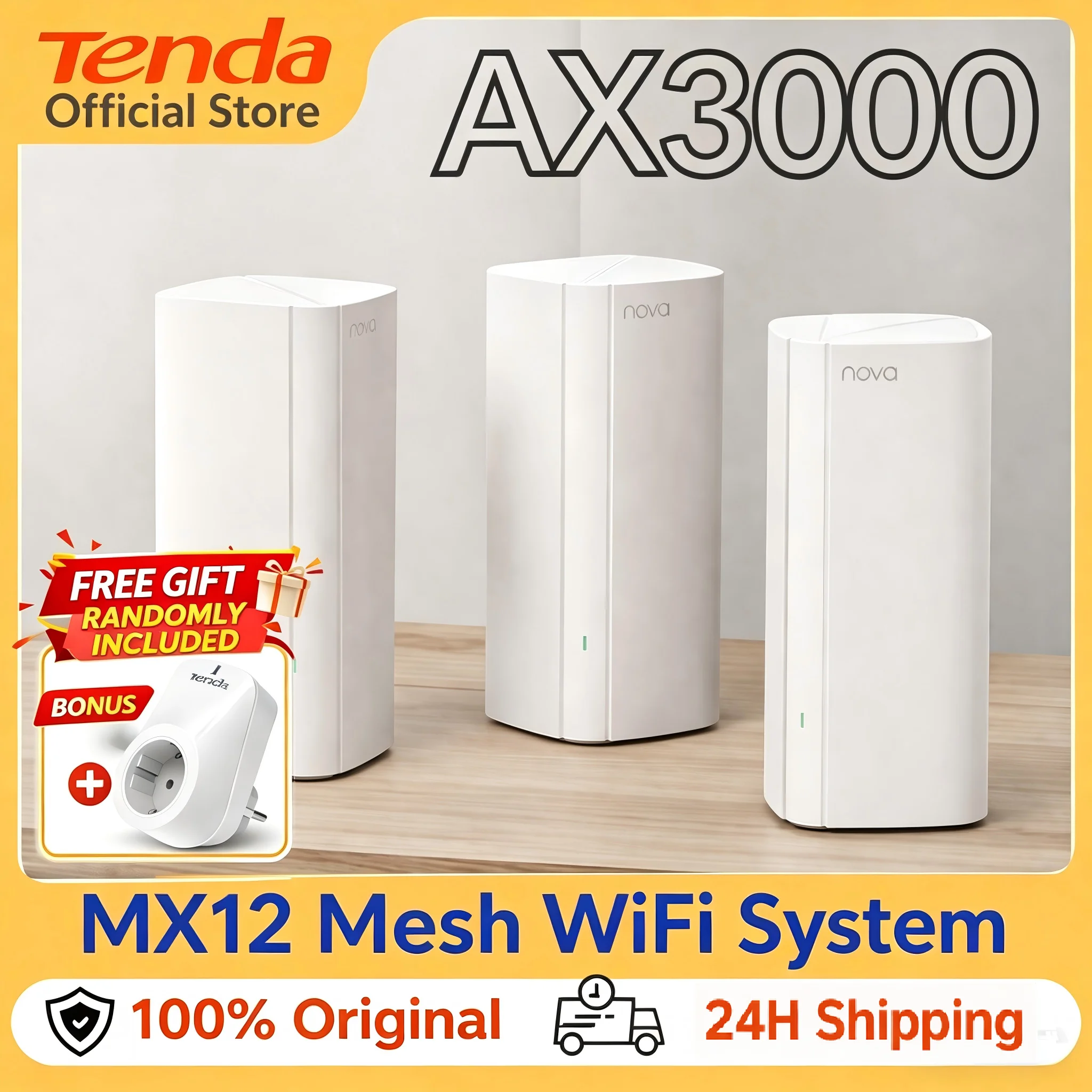 Tenda AX3000 WiFi6 Mesh System EX/MX12 Wireless Router Wi-Fi6 Mesh WiFi Router up to 7000 sq.ft. Wifi Range Extender WIFI 6 Mesh