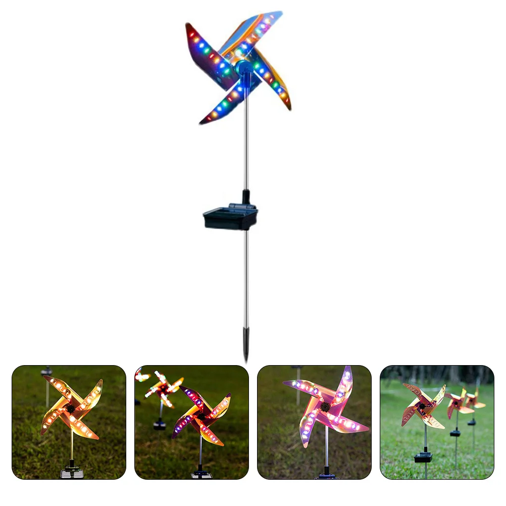 

Solar Wind Windmill Light Power Lights for Outdoors Lamp Lawn Decor Vintage Colorful Pinwheel