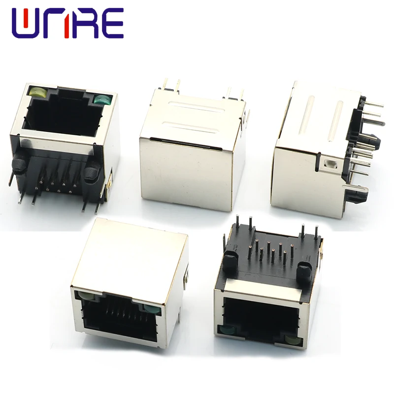 5Pcs RJ45-56 With Light And Shell Network Socket Connector Interface Crystal Head Direct Insertion Module Connector