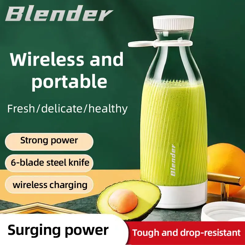

Portable Blender 500ml Mini Juicer USB Rechargeable Personal Smoothie Maker Multifunctional Travel Juice Cup Home Office