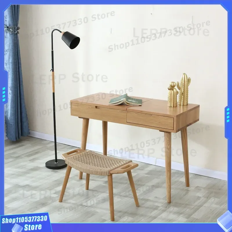 Solid Oak Wood Makeup Table with Stool Simple Mini Dresser Flower Design Bedroom Furniture Assembly Required Wholesale Home