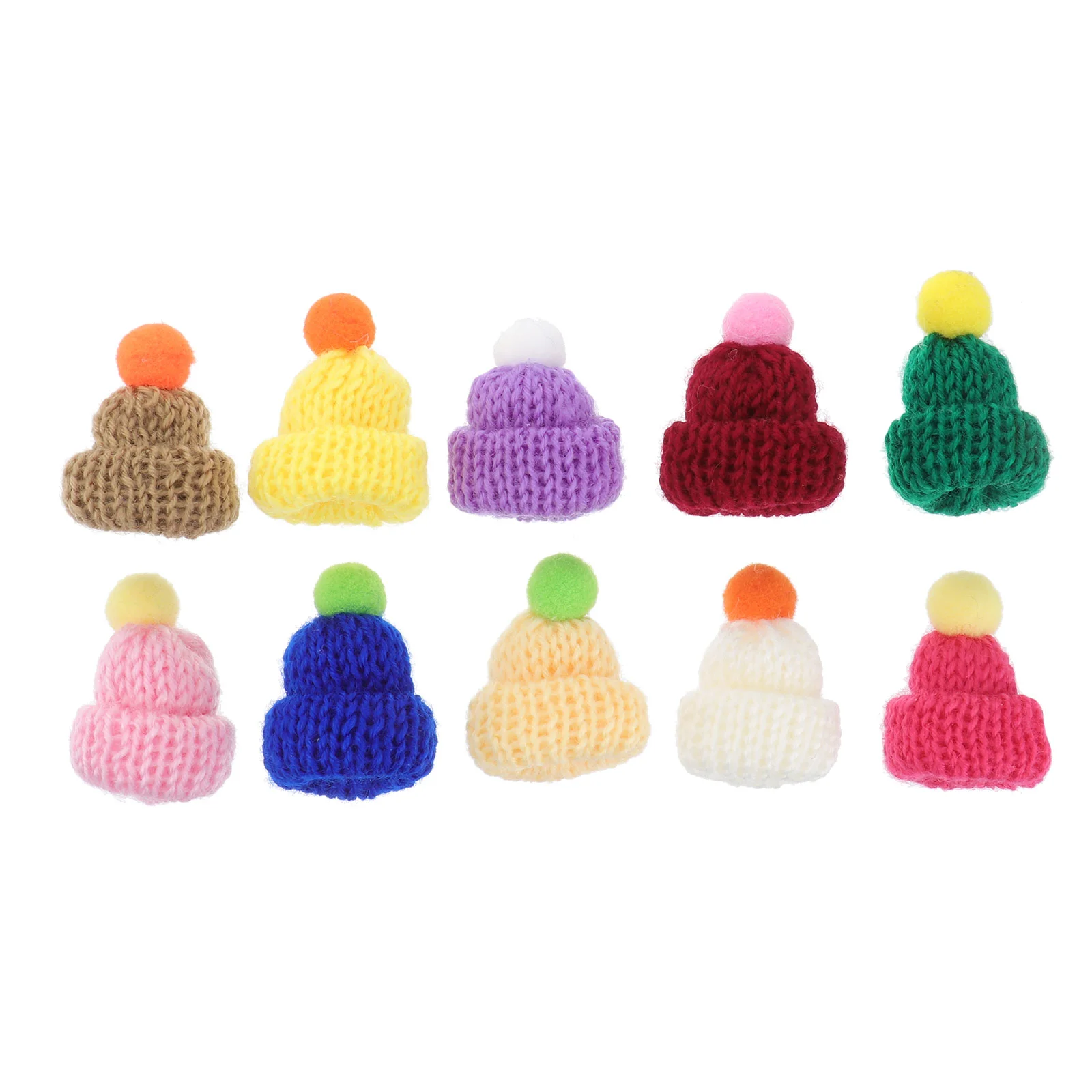 10 Pcs Miniature Dollhouse Accessories Knit Hat Caps DIY Decor Accessory Knitting Hats