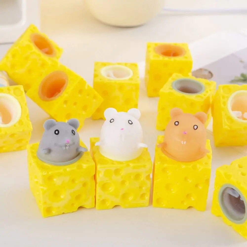 Engraçado pop up squeeze brinquedo queijo mouse copo bloco brinquedo crianças dos desenhos animados alívio do estresse descompressão beliscar esconder e procurar brinquedos presente
