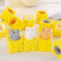 Funny Pop up Squeeze Toy Cheese Mouse Cup Block Toy Kids Cartoon Stress Relief Decompression Pinching Hide And Seek Toys Gift