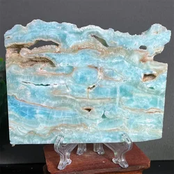 Hemimorphite Slab Crystal Natural Stone Quartz Specimen Druzy Raw Gem Minerals Geode Energy Home Decorations Reiki Healing+Stand