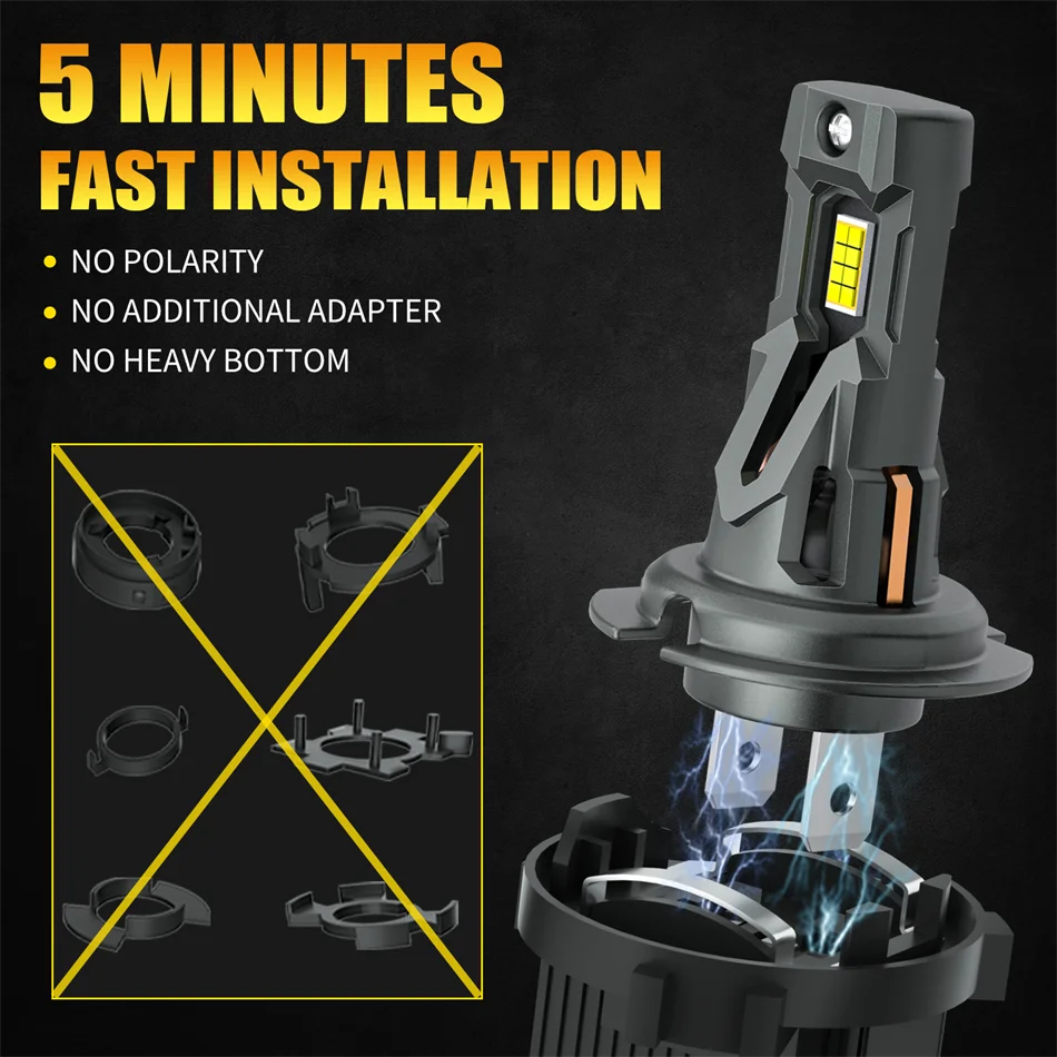 AILEO 2Pcs Led Lights 20000Lm 90W H7 High Quality CSP Headlight Bulb For Car 6500K White Day Running Automobile Lamp Plug&Play view 6