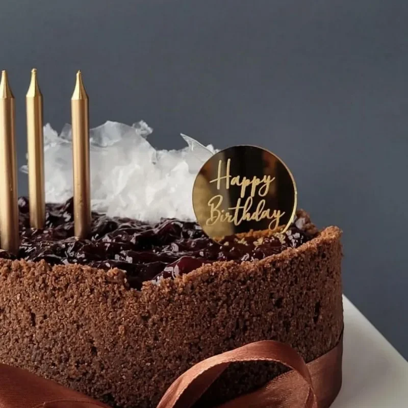 10 Stücke Gold Geburtstag Party Kuchen Dekoration Acryl Runde Kuchen Topper Alles Gute Zum Geburtstag Geschenk Dekor Cupcake Dessert Zubehör Werkzeuge – Detail 1