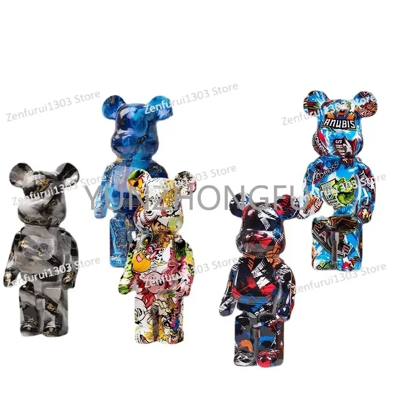 Modern Bearbrick Statue Cool Bear Statues and Sculptures Figure Ornaments for Interior Living Room Home Decoration Accessories