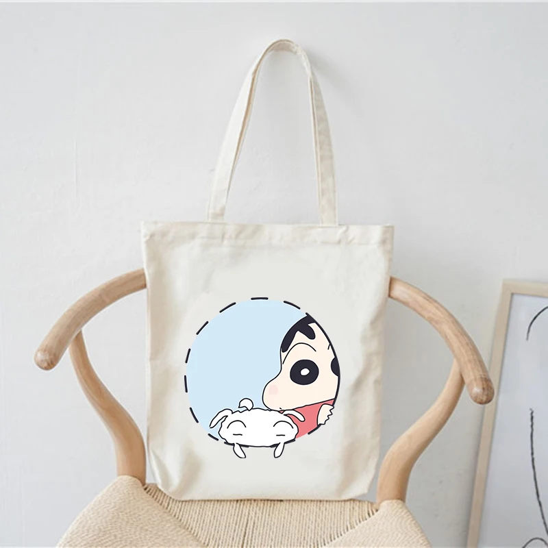 

Белая складная холщовая сумка с принтом аниме, кавайная мультяшная сумка для девочек и мальчиков, уличная модная сумка для путешествий, пляжных покупок, ежедневного использования
