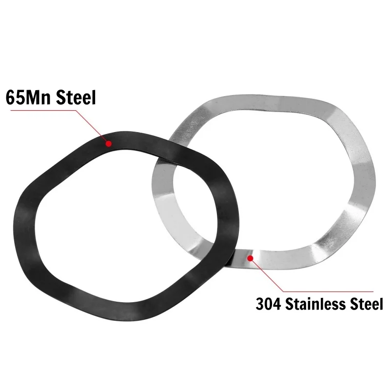 5-500pcs 304 Stainless Steel/Black Steel Wave Washers Wave Crest Type Spring Washer M3 M4 M5 M6 M8 M10-M118