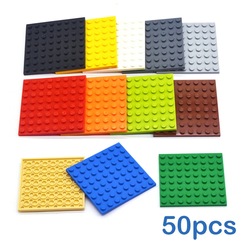 50pcs DIY Building Blocks  8x8 Dot 12Color Educational Creative Toys for Children Size Compatible With 41539 Thin Figures Bricks