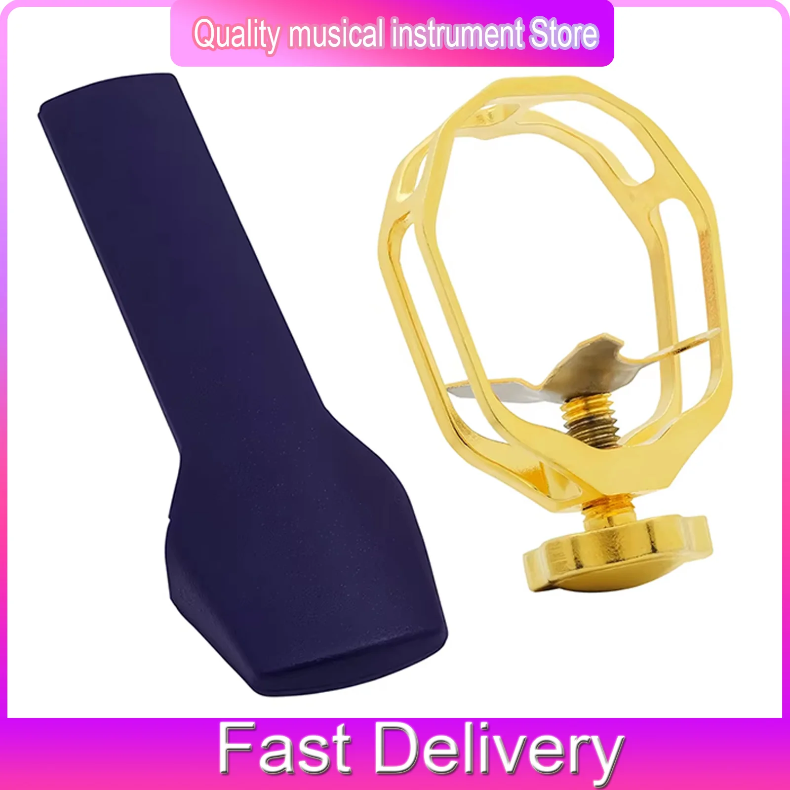 SLADE Saxophone Mouthpiece Clamp Profession Alto Sax Head Jacket Metal Mouthpiece Bare Copper Hollow Clip + Protective Cap Parts