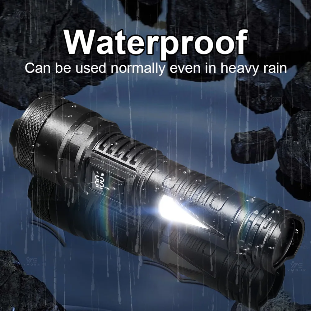 Torce a LED ad alta potenza per autodifesa Torcia ricaricabile USB di sicurezza Faretti di emergenza per esterni Torcia tattica a batteria 18650 Torcia con Modalità Strobe per Difesa, Torcia Tattica con Strobe, Torcia