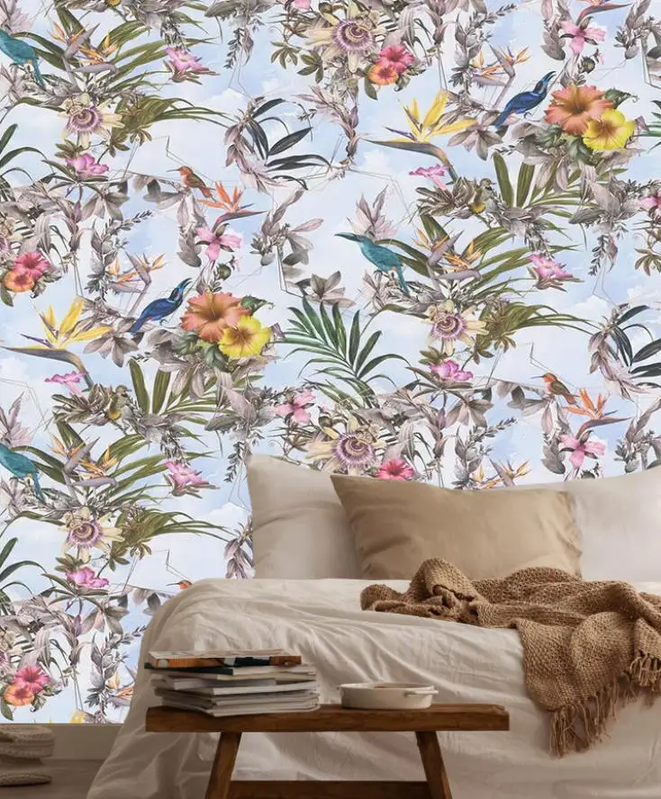 American Retro Flower and Bird Plants Wallpaper Bedroom Dining Room Wallpaper Living Room Background Wall Customized Photo Mural