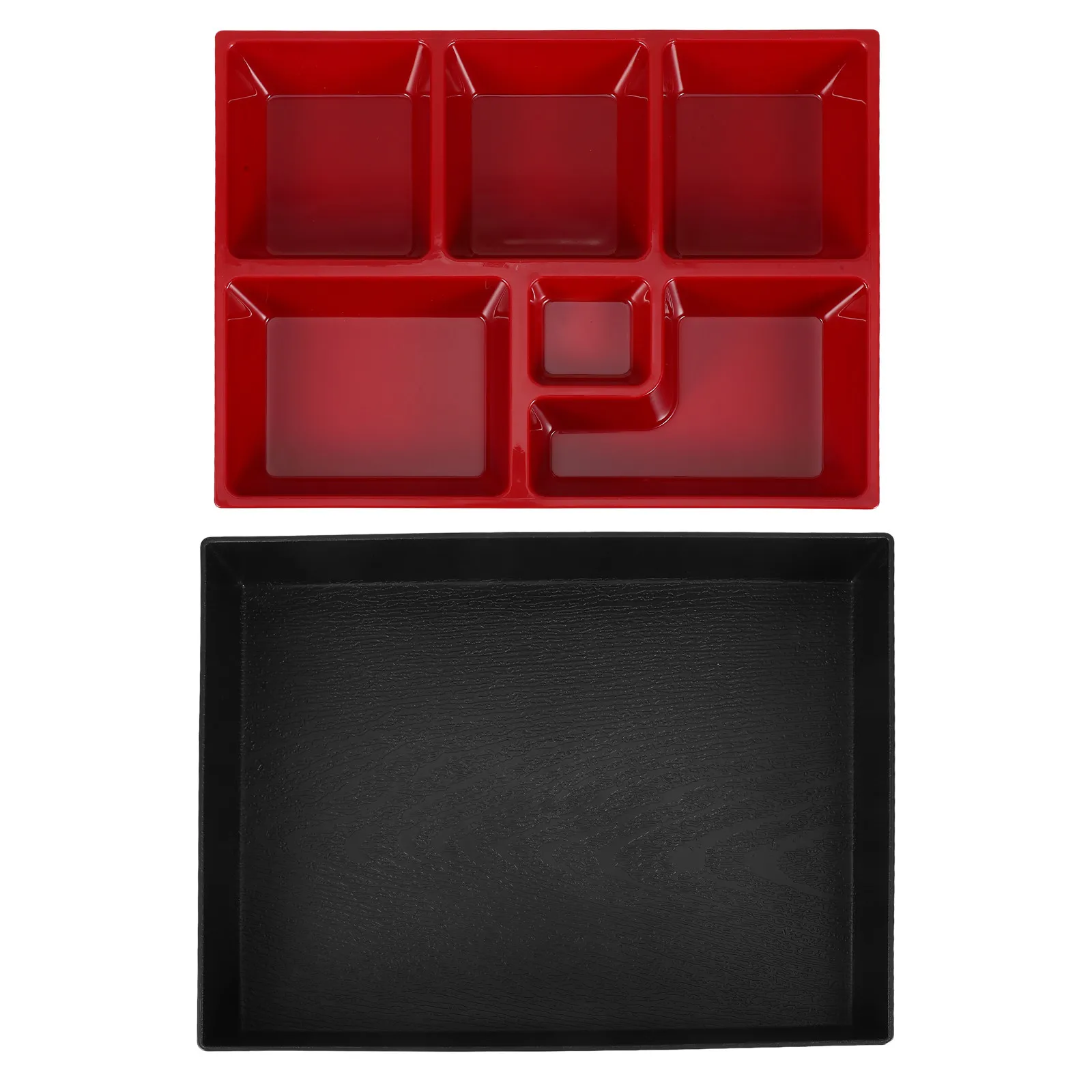 

6 Compartment Bento Lunch Box Adult Japanese Food Container Greaseproof Reusable ABS Meal Tray for Office School Travel Sushi