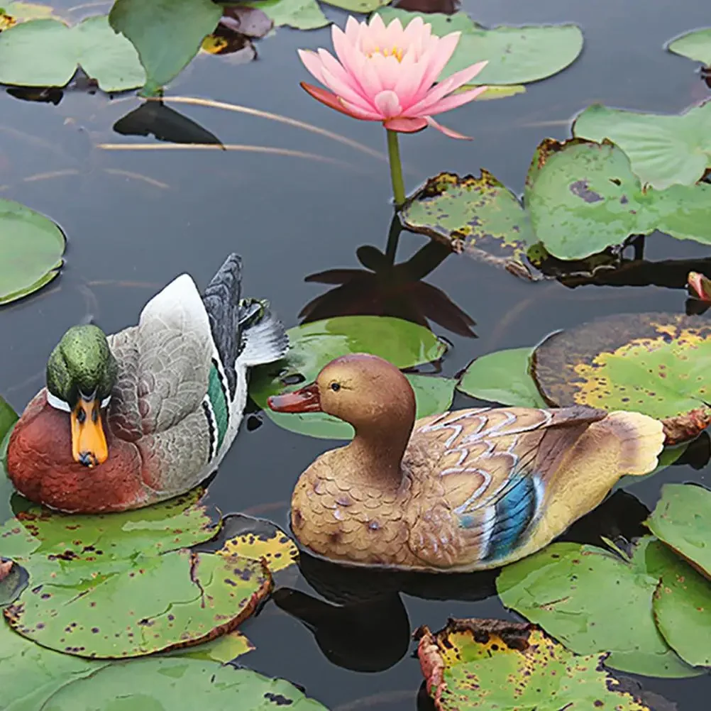 Creative Resin Floating Mandarin Duck Statue Outdoor Garden Pond Decorative Cute Animal Sculpture For Home Decor Ornament