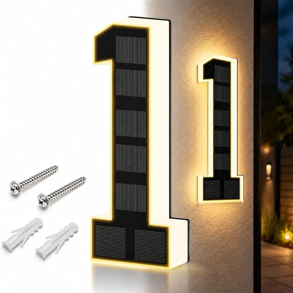 Highlighting Solar Lighted House Numbers Light IP65 Waterproof 4.7inch,6.7inch.9inch Solar Digital Doorplate