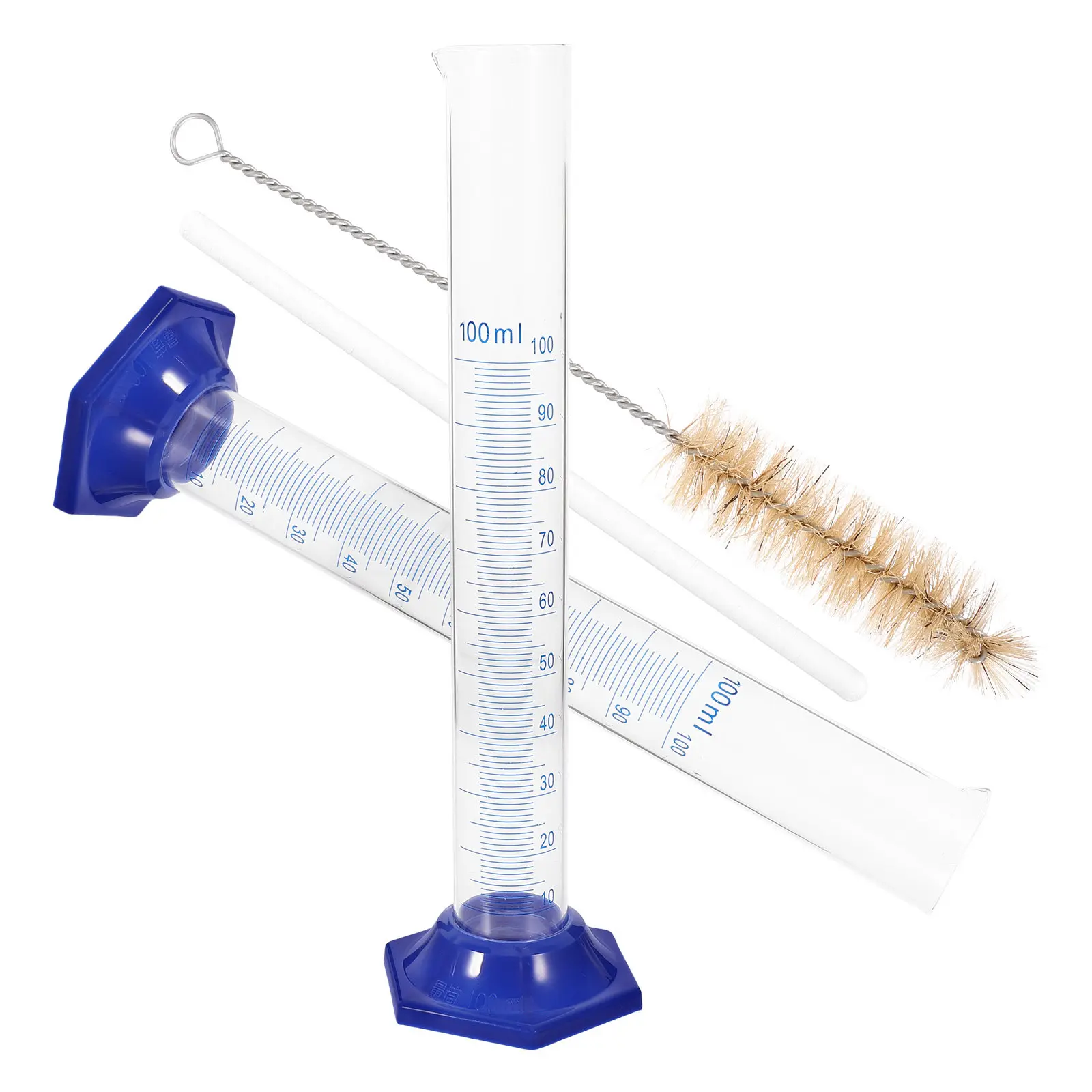 4Pcs Glass Laboratory Measuring Cylinder Round Base Graduated Stable Chemistry Cylinder Heat Resistance Dropper Included