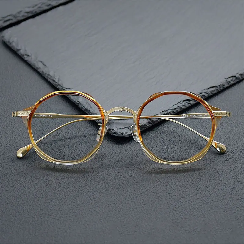 

Wind Red Acetate Titanium Eyeglasses Frame Men Round Brand Design Glasses Women New Retro Vintage Fashion Eyewear Spectacles
