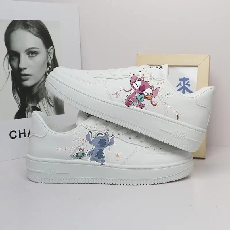 Disney-Zapatillas deportivas Lilo & Stitch para niños, zapatos blancos de tenis con dibujos animados de colores, informales, talla 35-44, 2023