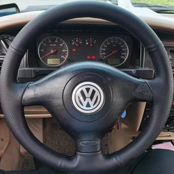 Braid Car Steering Wheel Cover For Volkswagen VW Golf 4(IV) Passat B5 Polo Bora Sharan Skoda Fabia Steering Wrap Car Accessories