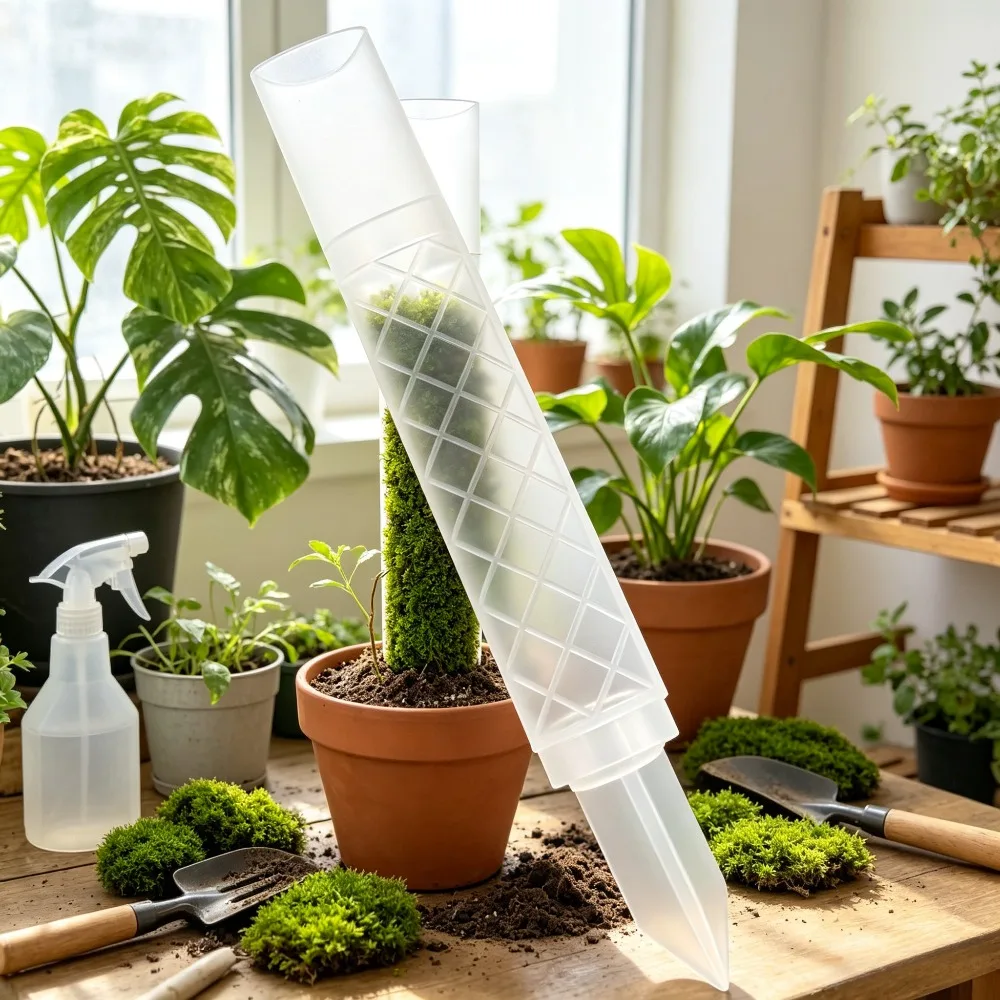 D Shape Self Watering Plant Drip Pole Adjustable Flow Automatic Irrigation Moss Column Support Stand for Indoor Plants Garden