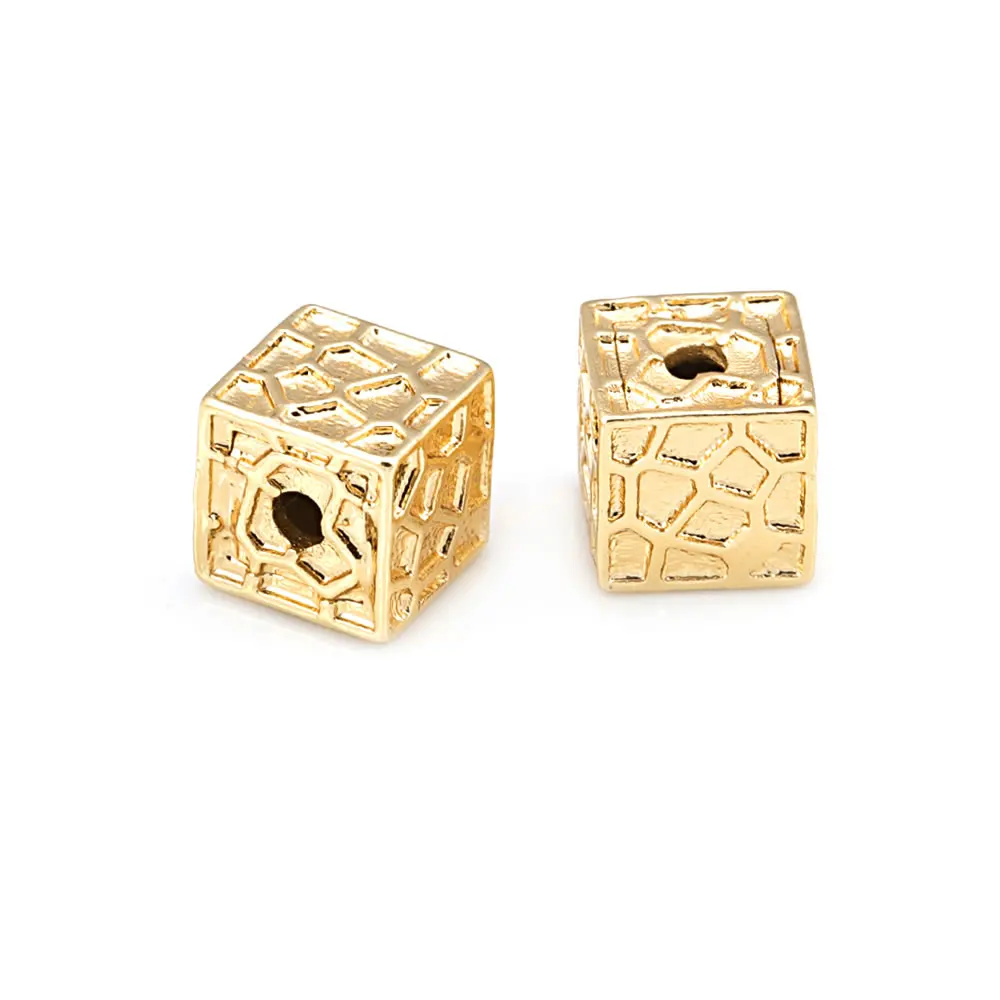 6.5 مللي متر 8 مللي متر 9.5 مللي متر 18K الذهب اللون النحاس مربع خزر عازل خرز سوار قلادة عالية الجودة Diy بها بنفسك مجوهرات اكسسوارات صنع #2