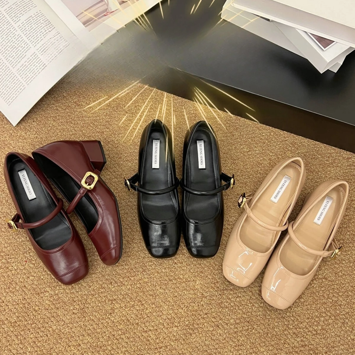 

Женские винтажные туфли Мэри Джейн в стиле ретро из гладкой кожи с квадратным носком и пряжкой на ремешке, элегантные туфли-лодочки Мэри Джейн на среднем блочном каблуке 7 см