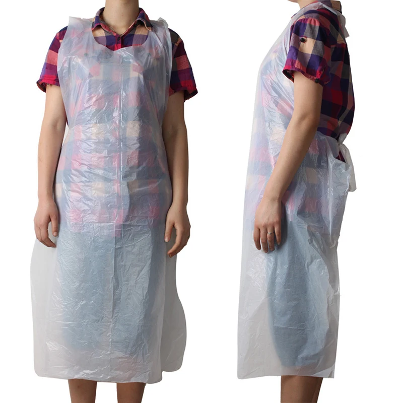 100PCS Einweg Küche Schürzen Kunststoff Wasserdichte Schürze Einzeln Verpackung Kleider Für Männer Frauen Küche Schutz Zubehör