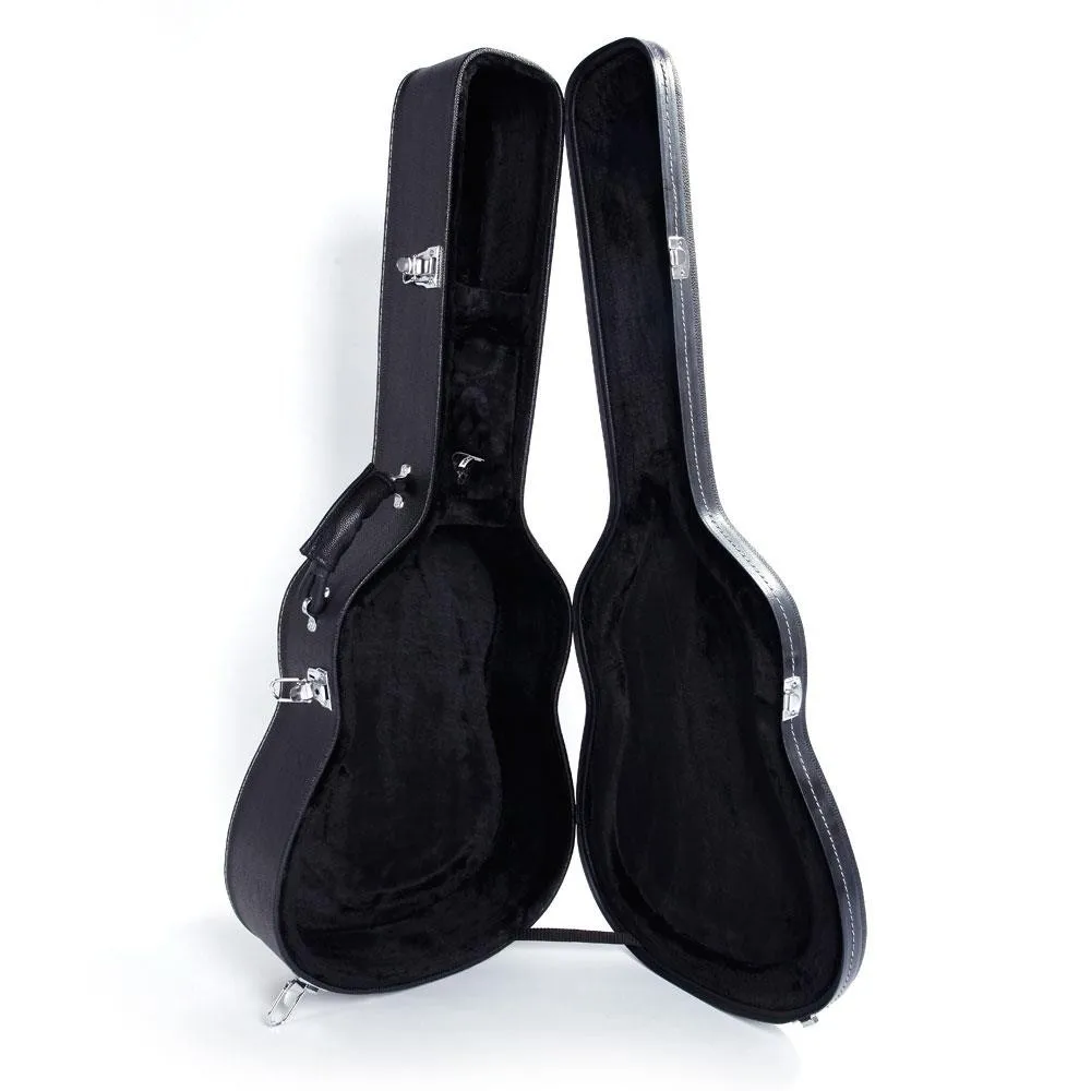 

New 39" Microgroove Black Hard Shell Guitar Case with Silver Hardware & Lock