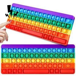 Rainbow Keyboard Fidget Toy para crianças, Quick Push Bubble, Stress Reliever, Ansiedade e Stress Reliever, Presentes engraçados