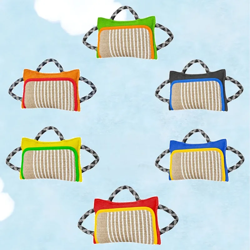 

Цветная подушка для дрессировки собак, грубая льняная подушка для укусов, устойчивая к разрыву, подушка для укусов, игрушка для собак, игрушка для домашних животных