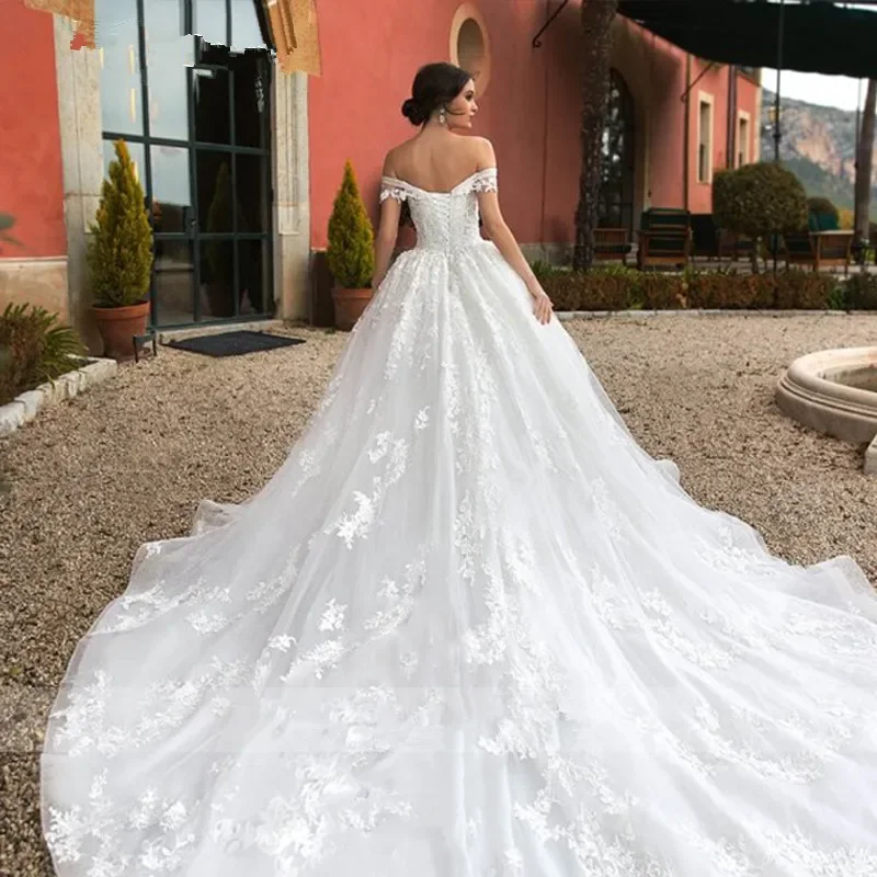 

Customized Ball Gown Princess Wedding Dresses Beaded Cap Sleeve Lace Appliques Lace Up Bride Robe De Mariage Royale 2025