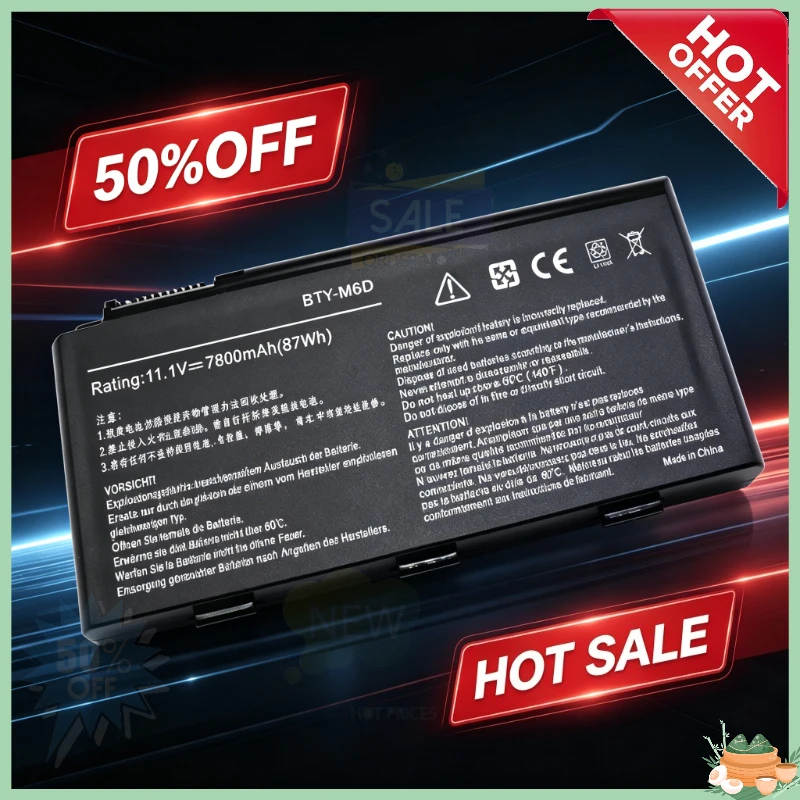

BTY-M6D Laptop Battery for MSI GT60 GT70 GX780R GX680 GT680R GX780 GT780R GT660R GT663R GX660 GT783R 87Wh Large Capacity
