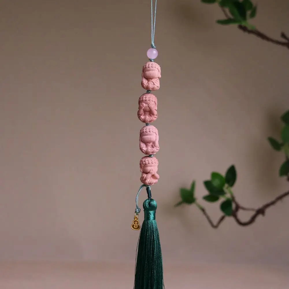 Blood Cypress 4 Not Buddha Mobile Phone Chain Lucky Pendant Handmade Carving Cute Cartoon Bag Charms Pendant Tassel Bag Hanging