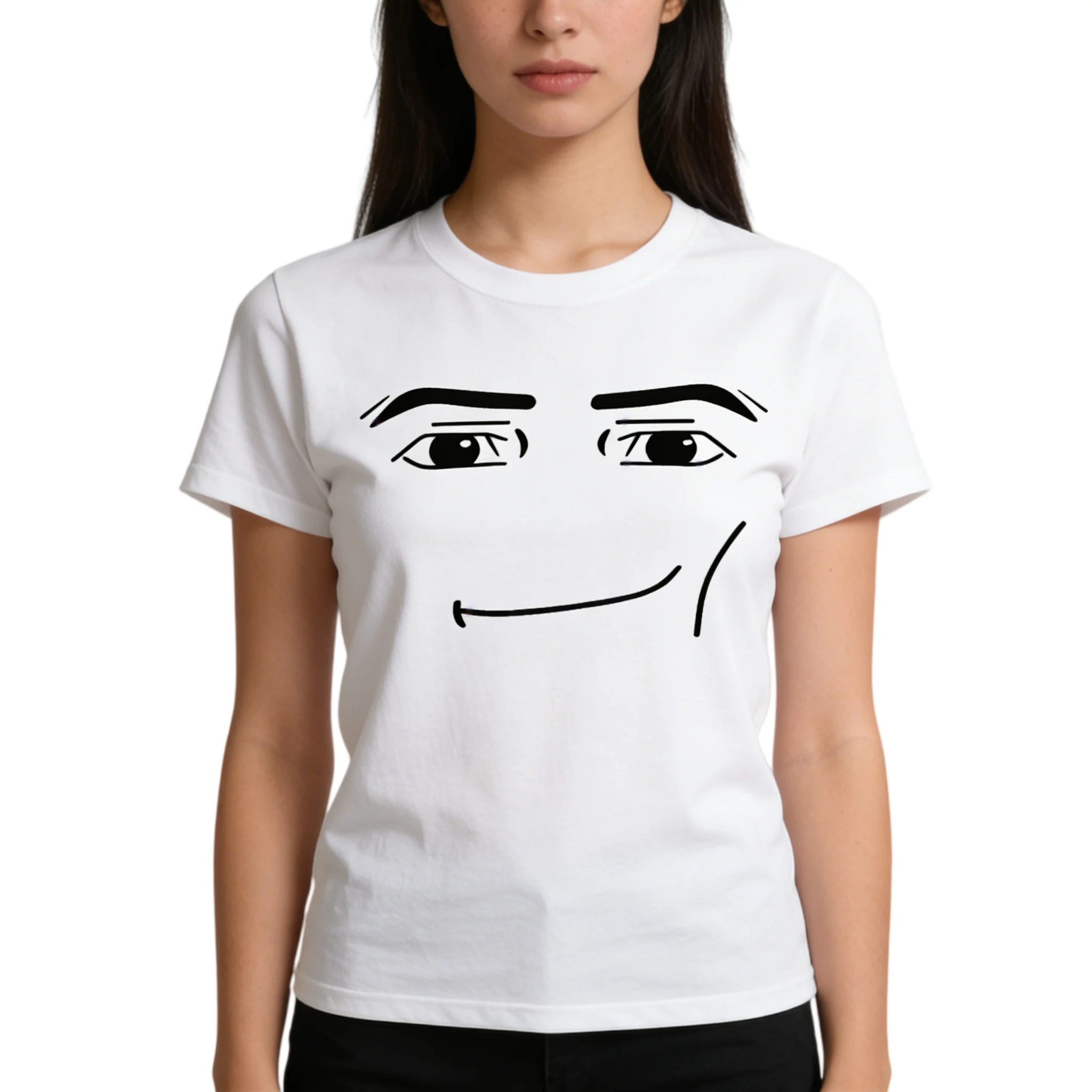 

New High-quality Y2k Anime Robot Roblox Face Clothing T-shirt For Girls Printed Cotton Round Neck Short Sleeved Role-playing Top