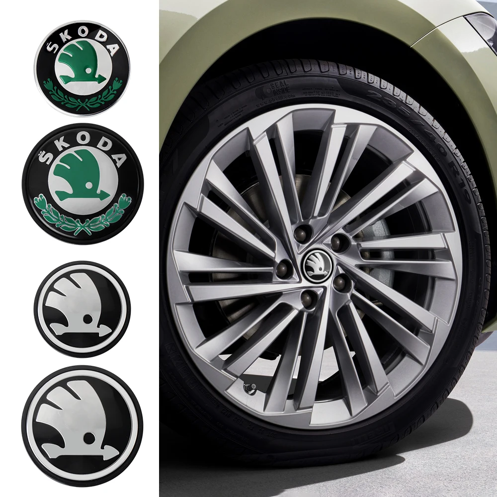 55/65mm 4 piezas estilo de coche emblema de logotipo automático tapacubos central de rueda accesorios para Skoda Vision-E 440 Afriq Kamio Fabia