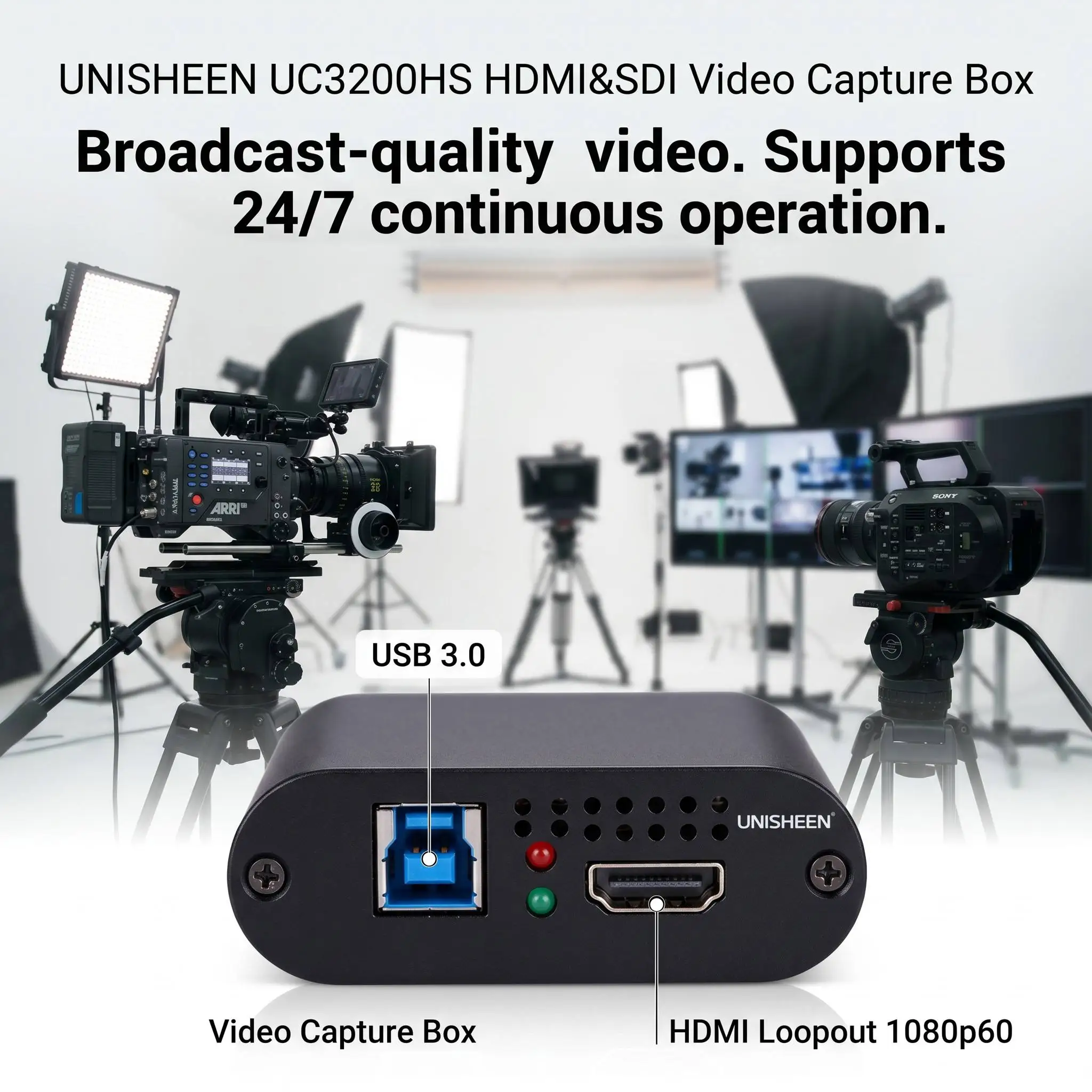 UNISHEEN Free Driver FPGA Grabber Dongle Game Live Stream Broadcast 1080P USB3.0 60FPS SDI HDMI VIDEO CAPTURE Box